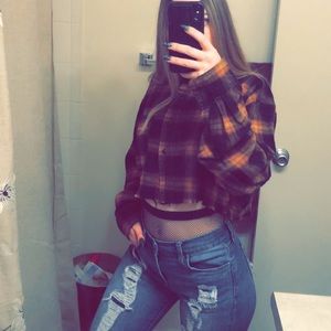 Two cut off flannels. Both size xs-s. Lightly worn.